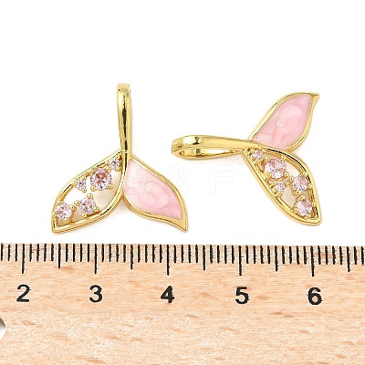 Brass Micro Pave Clear Cubic Zirconia Shell Pendants KK-B139-17G-02-1