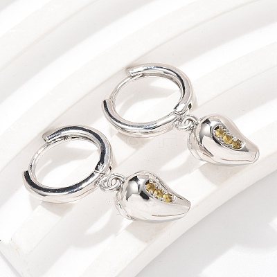 Brass Cubic Zirconia Hoop Earrings EJEW-Q015-01P-F-1