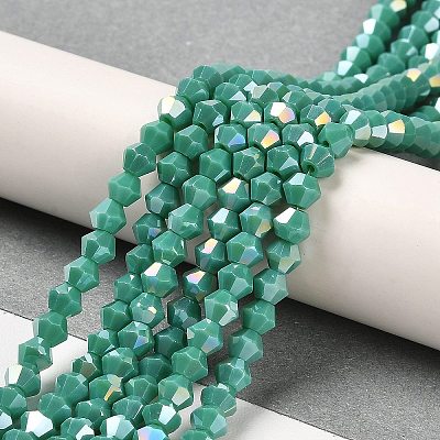 Opaque Solid Color Electroplate Glass Beads Strands EGLA-A039-P4mm-B07-1