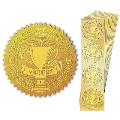 Plastic Self Adhesive Gold Foil Embossed Stickers DIY-WH0211-367-1