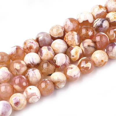 Natural Fire Crackle Agate Beads Strands G-S346-8mm-22-1