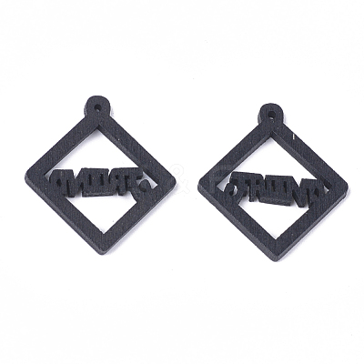 Spray Painted Wood Pendants WOOD-T017-05C-1