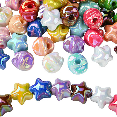 50Pcs UV Plating Plastic Beads SACR-CJ0001-69-1