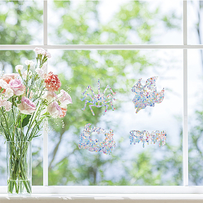16Sheets 4 Style Waterproof PVC Colored Laser Stained Window Film Adhesive Stickers DIY-WH0256-058-1