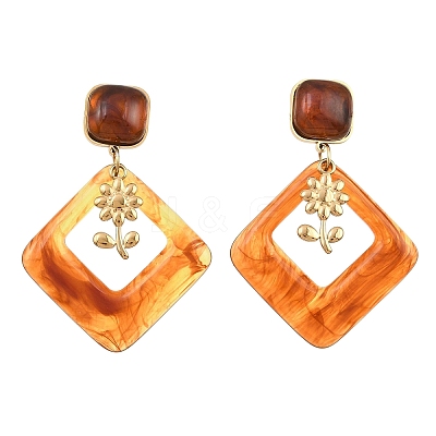 304 Stainless Steel & Resin Stud Dangle Earrings for Women SA-CBA717A-01G-05-1