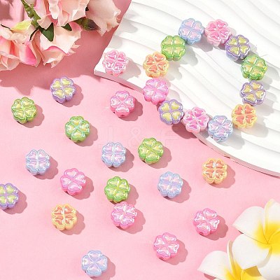 50Pcs UV Plating Opaque Acrylic Beads SACR-CJ0001-75-1