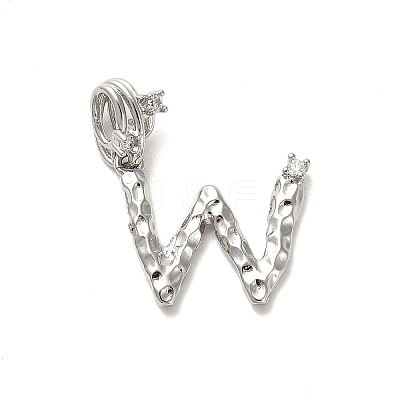 Rack Plating Brass Micro Pave Cubic Zirconia European Dangle Charms KK-L210-015P-W-1