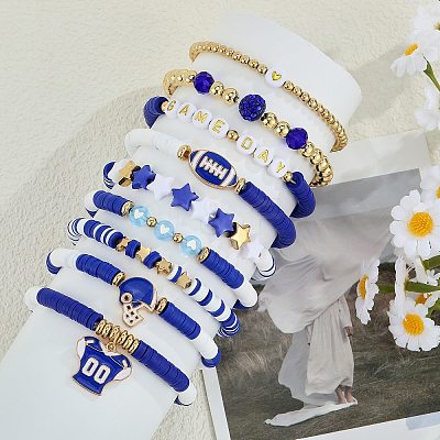 1 Set Handmade Polymer Clay Heishi Beads Stretch Bracelets Set BJEW-SZ0002-67A-04-1