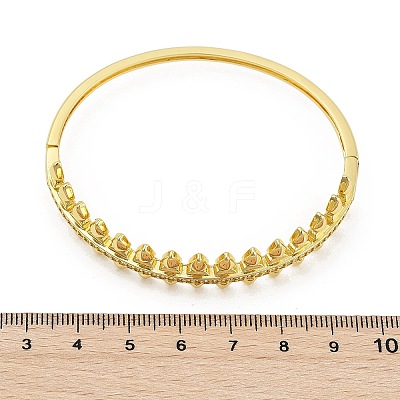 Brass Micro Pave Clear Cubic Zirconia Hinged Bangles for Women BJEW-S168-02G-1