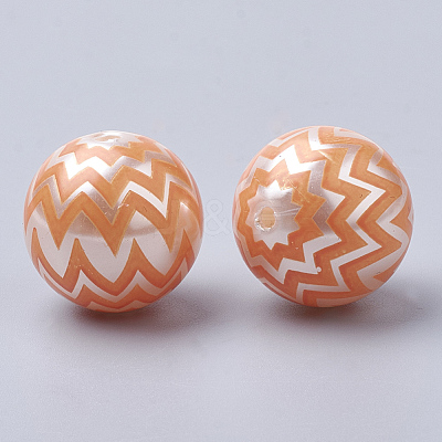 Printed Imitation Pearl Acrylic Beads X-MACR-R558-01B-1