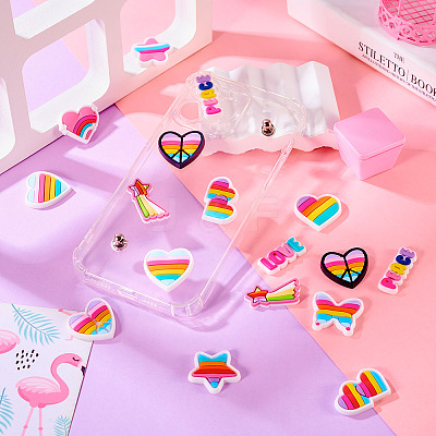 24Pcs 12 Styles Rainbow PVC Cabochons FIND-TA0005-48-1