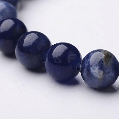 Natural Sodalite Round Beaded Stretch Bracelets BJEW-F203-05-1