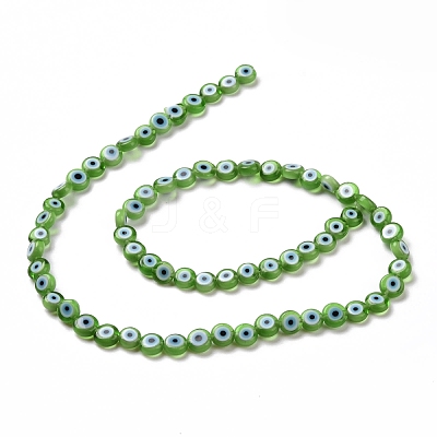 Handmade Evil Eye Lampwork Flat Round Bead Strands LAMP-L058-6mm-19-1