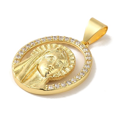 Rack Plating Brass Micro Pave Clear Cubic Zirconia Pendants KK-P267-14B-G-1