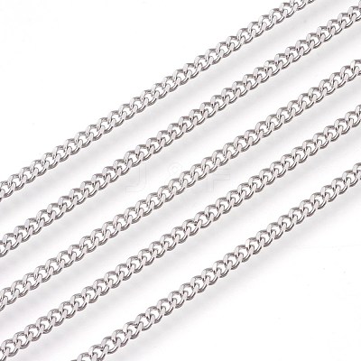 Tarnish Resistant 201 Stainless Steel Curb Chains CHS-L017-22G-1
