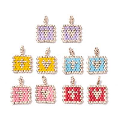 2Pcs Handmade MIYUKI Round Rocailles Seed Loom Pattern PALLOY-MZ00186-1