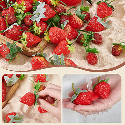 55Pcs 6 Styles Plastic Imitation Strawberry DJEW-GA0001-54-1