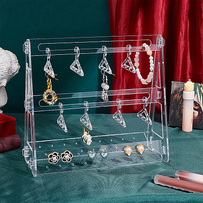 1 Set Transparent Acrylic Earring Display Stands EDIS-PH0001-24C-1