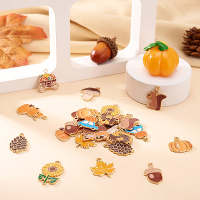 24Pcs 12 Styles Thanksgiving Day Alloy Enamel Pendants ENAM-TA0002-59-1