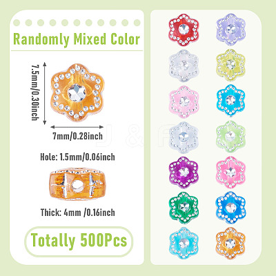 500Pcs Plastic Flower Beads KY-TADJ0001-07B-1