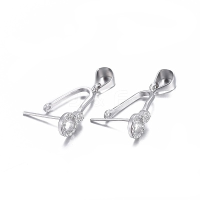 Anti-Tarnish Rhodium Plated 925 Sterling Silver Pendant Bails X-STER-L058-015P-1