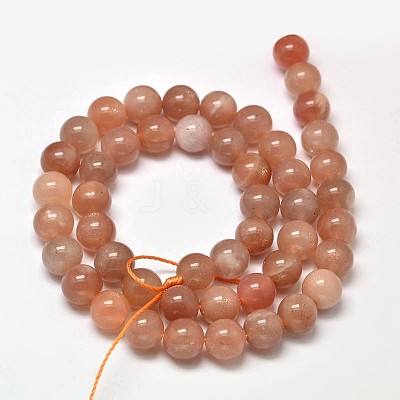 Natural Sunstone Round Bead Strands G-F266-11-8mm-1