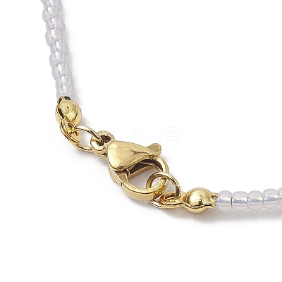 Glass with Natural Gemstone Chip Necklaces NJEW-JN04852-1