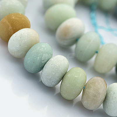 Natural Frosted Flower Amazonite Beads Strands G-O015-8x5mm-01-1