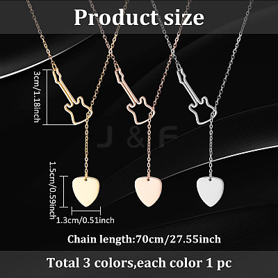 3Pcs 3 Colors Stainless Steel Lariat Necklaces Set NJEW-AN0001-65-1