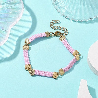 Braided Waxed Polyester Rectangle Link Chain Bracelets BJEW-JB10000-02-1