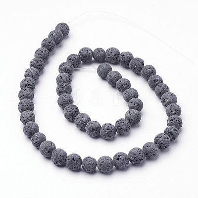 Unwaxed Natural Lava Rock Bead Strands X-G-F309-6mm-1