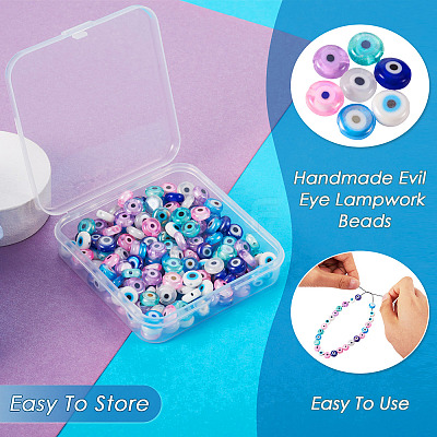 175Pcs 7 Colors Handmade Evil Eye Lampwork Beads EGLA-TA0001-32-1