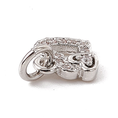 Brass Micro Pave Clear Cubic Zirconia Charms ZIRC-F132-97P-1