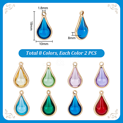 16Pcs 8 Colors Glass Gourd Pendants KK-PH0013-31-1