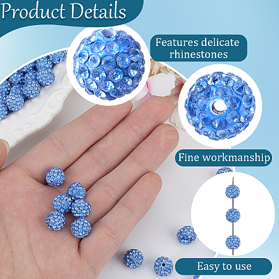 200Pcs Pave Disco Ball Beads RB-PA0001-11D-1