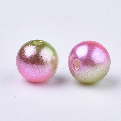 Rainbow ABS Plastic Imitation Pearl Beads OACR-Q174-6mm-08-1
