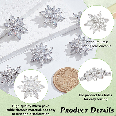 6Pcs Brass Shank Buttons Micro Pave Cubic Zirconia BUTT-FG0001-37-1