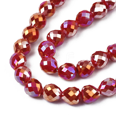 Electroplate Opaque Solid Color Glass Beads Strands EGLA-N002-26-B02-1