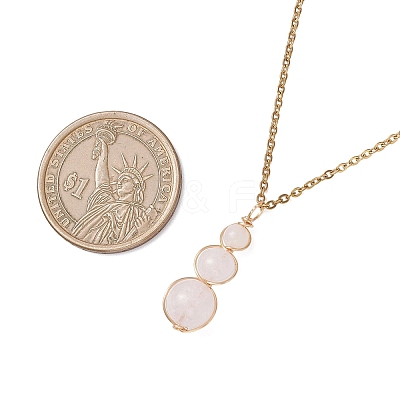 Natural Green Aventurine & Rose Quartz & Amethyst & Carnelian & Dyed Quartz Round Beaded Gourd Shape Pendant 304 Stainless Steel Cable Chain Necklaces for Women NJEW-JN05656-1