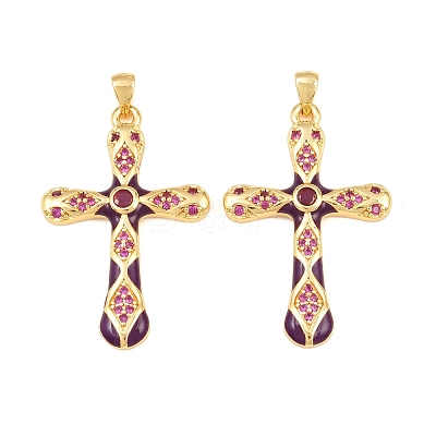 Brass Micro Pave Cubic Zirconia Pendants CU-CBAB3AD-11G-05-1