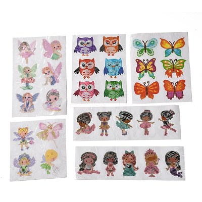 DIY Owl & Butterfly & Girl & Flower Fairy Diamond Painting Stickers Kits For Kids DIY-O016-22-1