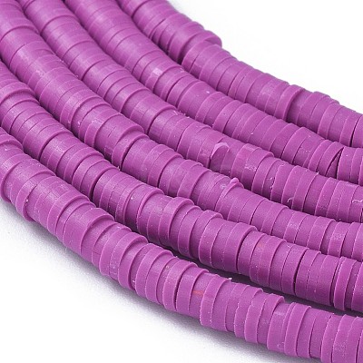 Flat Round Handmade Polymer Clay Bead Spacers CLAY-R067-4.0mm-05-1
