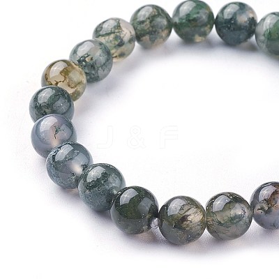 Natural Moss Agate Beads Stretch Bracelets BJEW-F380-01-B15-1