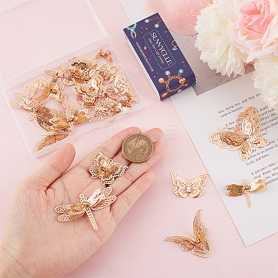 20Pcs 10 Style Brass Filigree Pendants and Filigree Joiners Links Sets KK-SC0003-46-1