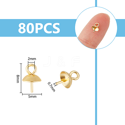 80Pcs 201 Stainless Steel Cup Pearl Peg Bails Pin Pendants STAS-UN0054-52-1
