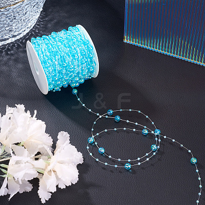 Acrylic Round Beaded Link Chains DIY-MB0007-001D-1