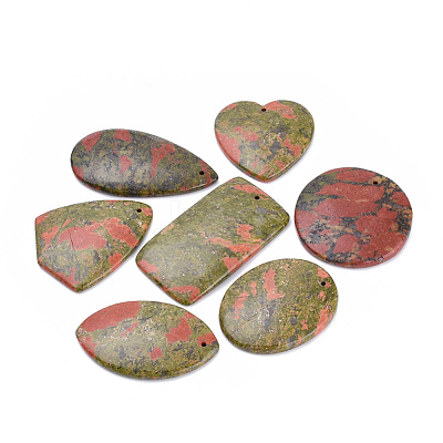 Natural Unakite Pendants G-T062-09-1