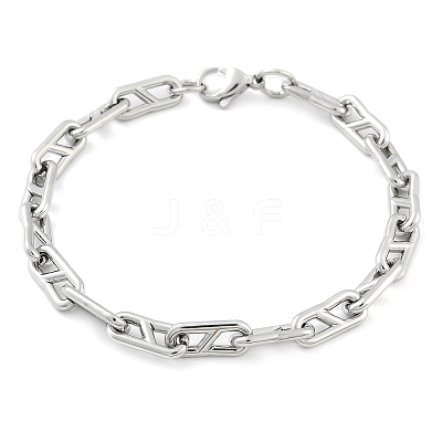 304 Stainless Steel Oval Link Chain Bracelets for Women Men BJEW-F488-49A-P-1