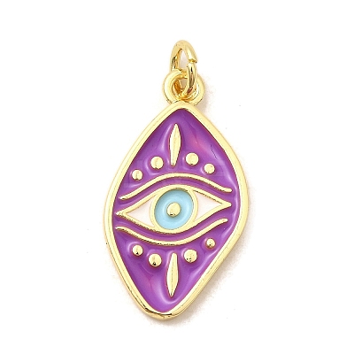 Brass Enamel Evil Eye Pendants KK-I378-16G-A-1