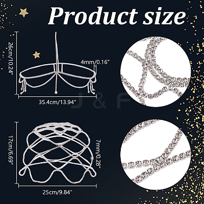 2Pcs 2 Styles Alloy Rhinestone Mesh Headbands OHAR-NB0001-30-1